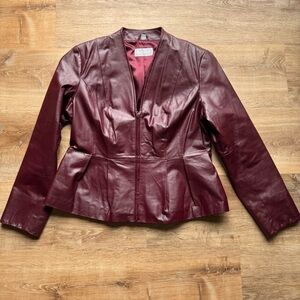 EUC Guillaume Genuine Leather Peplum Blazer – Size Medium